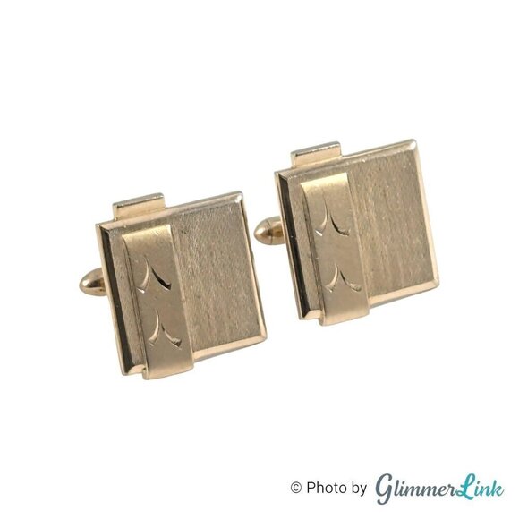 Vintage Swank Chevron Square Gold Tone Cufflinks - Picture 1 of 10